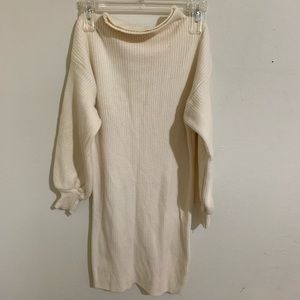White sweater dress